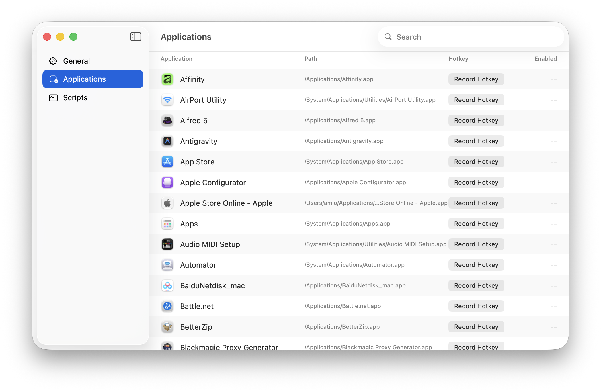 Application Shortcut screenshot