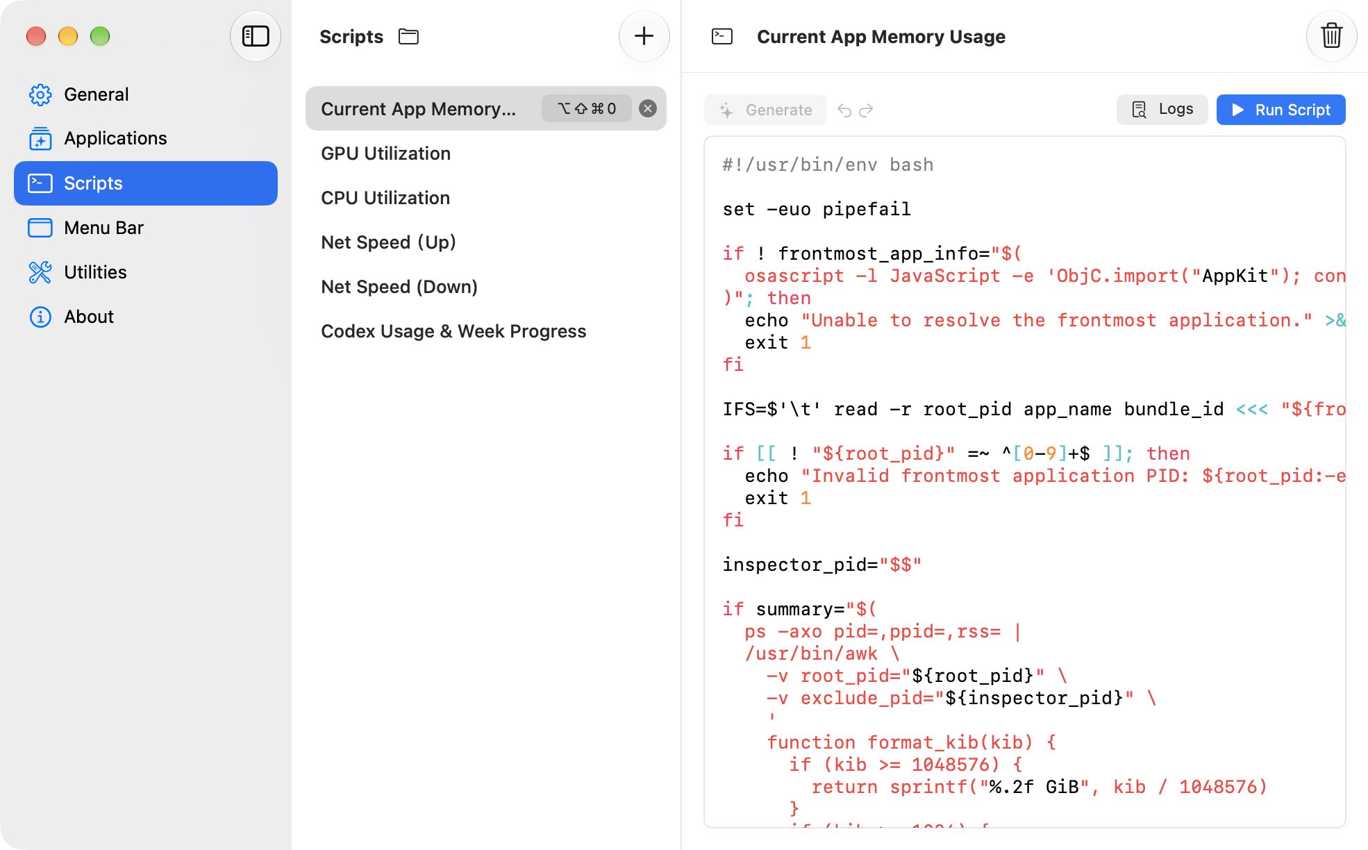 TapTick Scripts settings